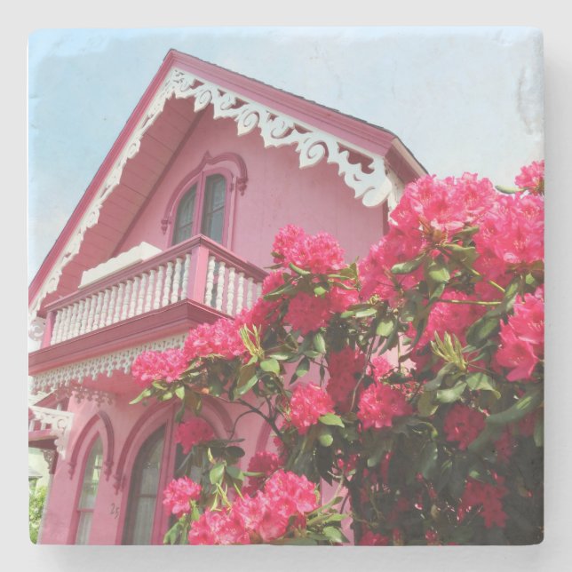 Posavasos De Piedra Rosa en rosa - Viñedo de Martha (Anverso)