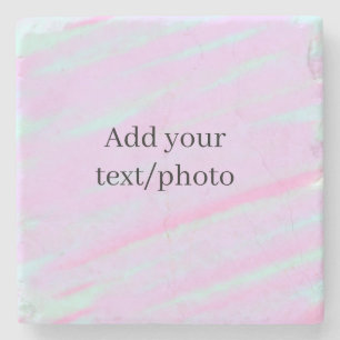 Posavasos De Piedra Rosa pastel verde agregar texto foto acuarela retr
