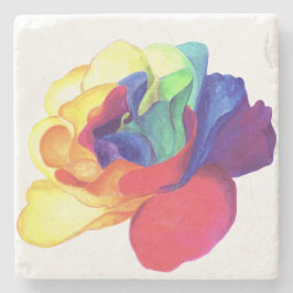 Posavasos De Piedra Rosa pintado de arcoiris