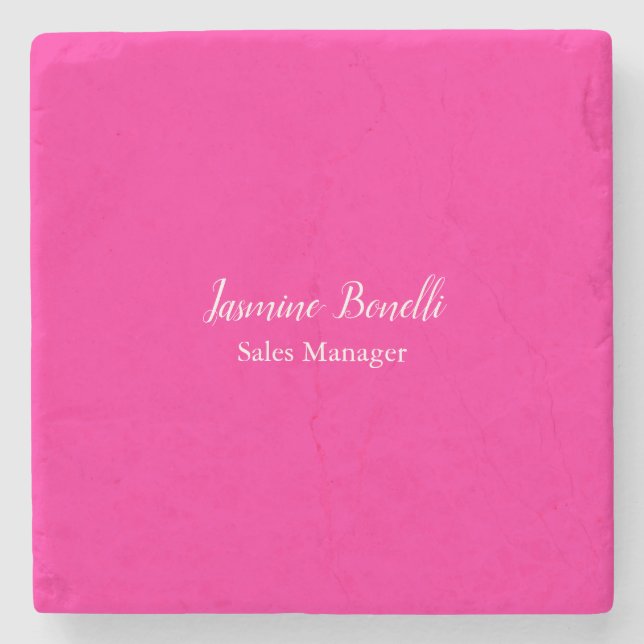 Posavasos De Piedra Rosa profundo Minimalista profesional moderno (Anverso)