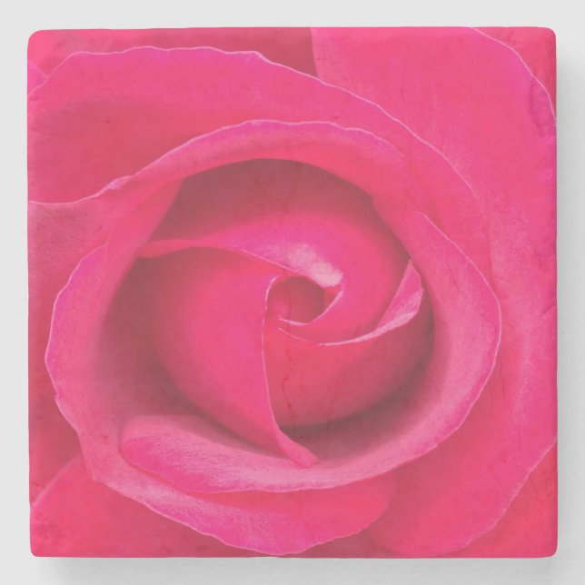 Posavasos De Piedra Rosa Roja Romántica (Anverso)