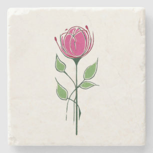 Posavasos De Piedra Rosa rosa única al estilo de Glasgow