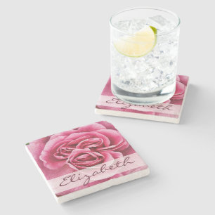 Posavasos De Piedra Rosa rosado personalizado