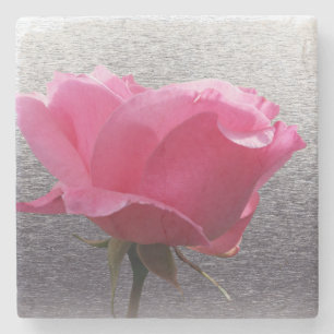 Posavasos De Piedra rosa sobre gris