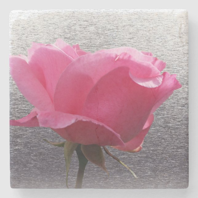 Posavasos De Piedra rosa sobre gris (Anverso)
