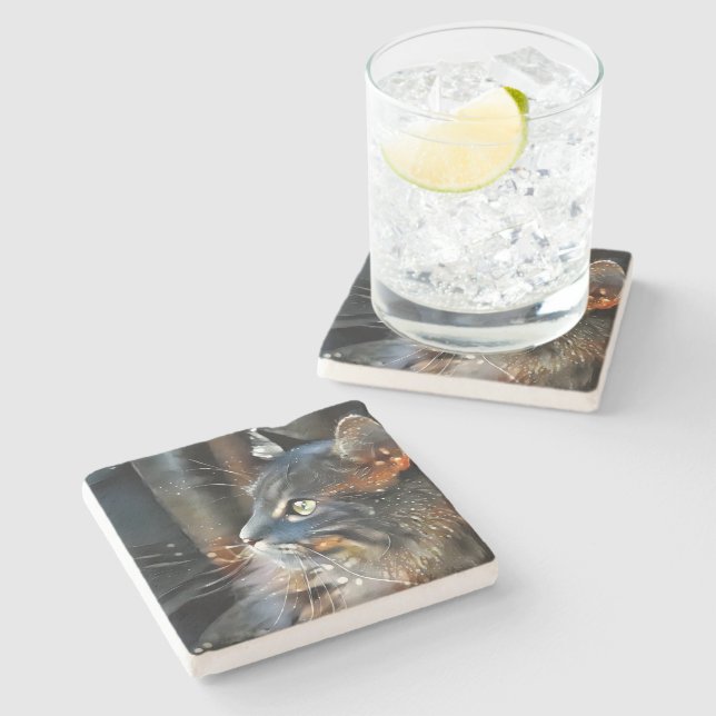 Posavasos De Piedra Rosa y luz mágica (Lateral)