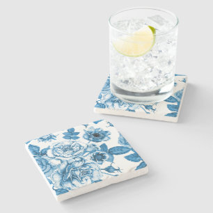 Posavasos De Piedra Rosas azules