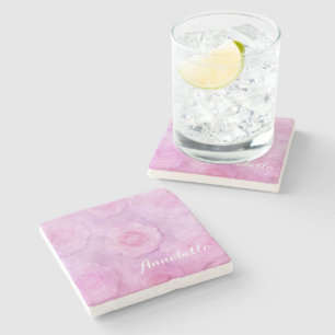 Posavasos De Piedra Rosas de acuarela