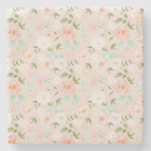 Posavasos De Piedra Rosas de acuarela florecen en rosa y rosa