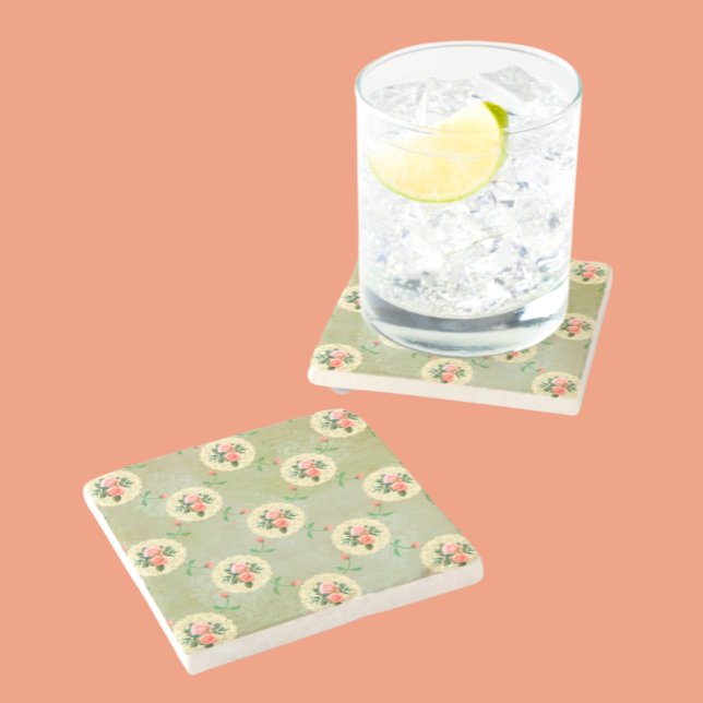 Posavasos De Piedra Rosas de la época Doilis Damasco Verde Humeante (Coasters make a lovely hostess gift.)