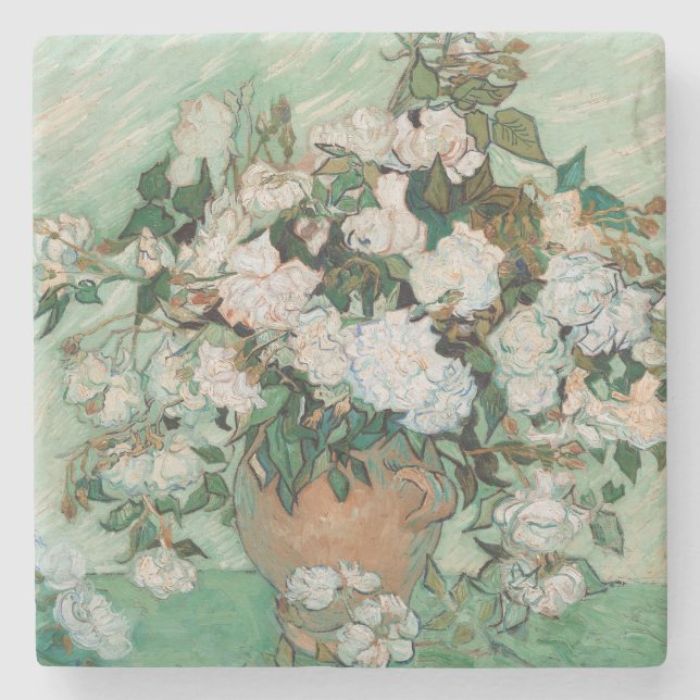 Posavasos De Piedra Rosas de Vincent van Gogh el |, 1890 (Anverso)