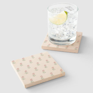 Posavasos De Piedra Rosas Rojas, Patrón De Rosas, Flores