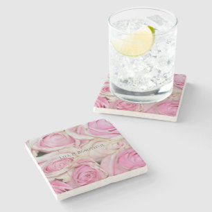 Posavasos De Piedra Rosas Rosadas Floral (fotografía por mí)
