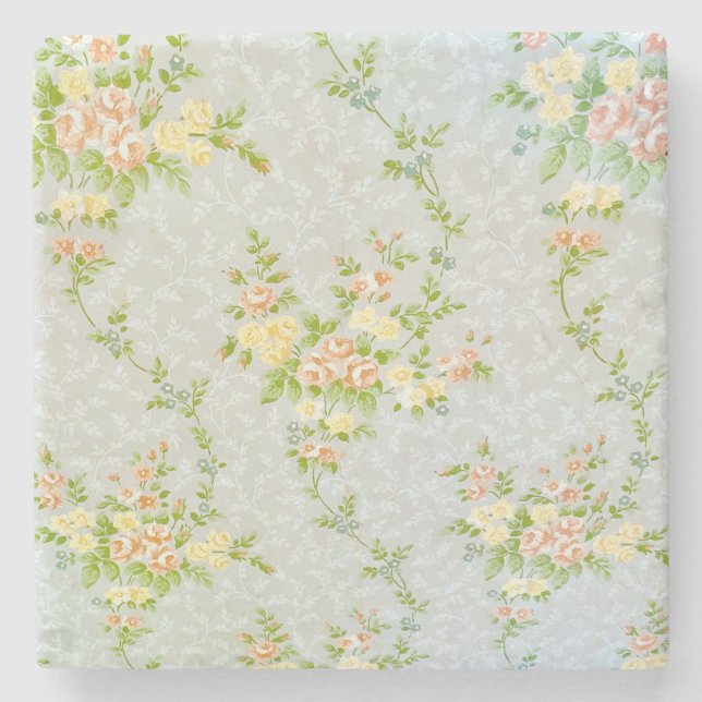 Posavasos De Piedra Rosas victorianos y una montaña rusa de piedra (Anverso)