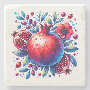 Posavasos De Piedra Rosh Hashana Color del agua Pomegranato