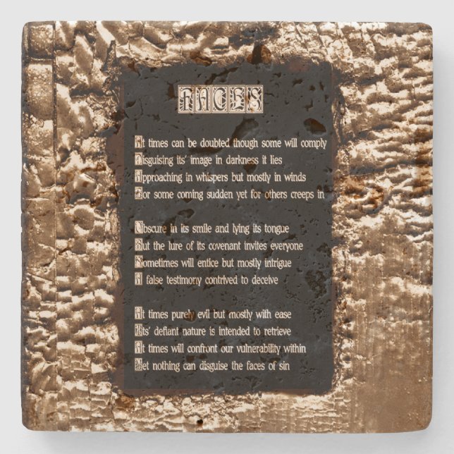 Posavasos De Piedra Rostros de pecado (Anverso)