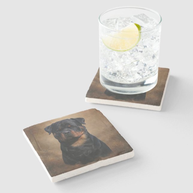 Posavasos De Piedra Rottweiler (Lateral)