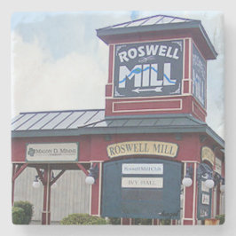 Posavasos De Piedra Rótulo Roswell Mill, Roswell Georgia,
