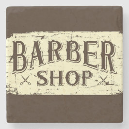 Posavasos De Piedra Rótulo rústico de barbero retro vintage Man Cave