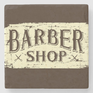 Posavasos De Piedra Rótulo rústico de barbero retro vintage Man Cave