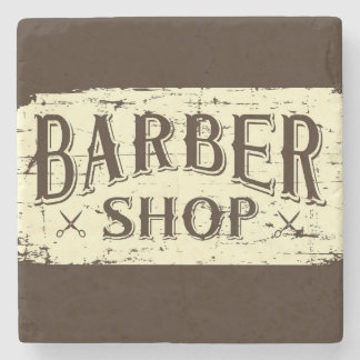 Posavasos De Piedra Rótulo rústico de barbero retro vintage Man Cave