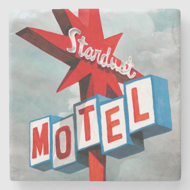 Posavasos De Piedra Rótulo Stardust Motel (Anverso)