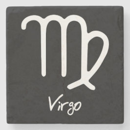 Posavasos De Piedra Rótulo Virgo Zodiac sobre fondo negro