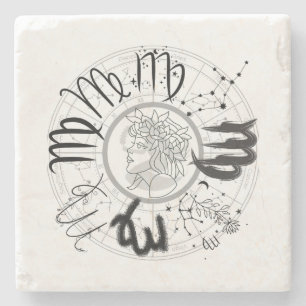 Posavasos De Piedra Rótulo zodiaco - Virgo.w