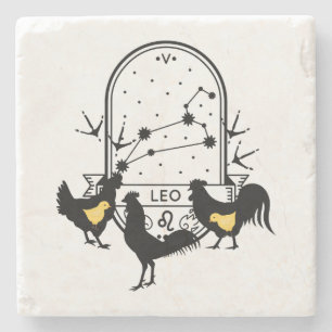 Posavasos De Piedra Rótulo zodiaco y Mascotas coincidentes. Leo - Poll