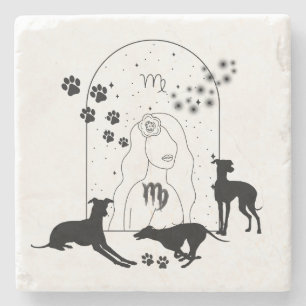 Posavasos De Piedra Rótulo zodiaco y Mascotas coincidentes. Virgo - Gr