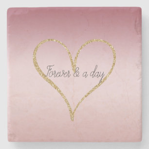 Posavasos De Piedra Rubor Pink Ombre Purpurina Gold Love Forever