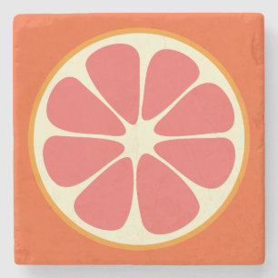 Posavasos De Piedra Ruby Red Grapefruit Juicy Sweet Citrus Fruit Slice