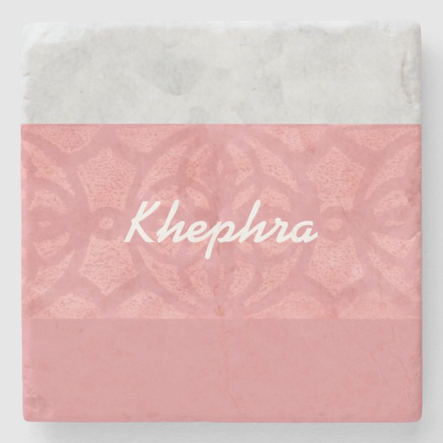 Posavasos De Piedra Ruddy Pink Batik Gray Water Name (Anverso)
