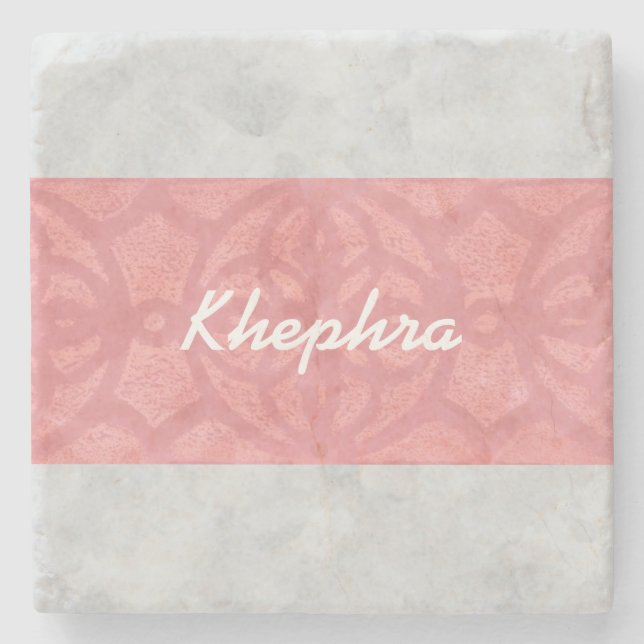 Posavasos De Piedra Ruddy Pink Batik Gray Water Name (Anverso)
