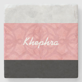 Posavasos De Piedra Ruddy Pink Batik Gray Watercolor Y Nombre