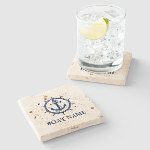 Posavasos De Piedra Rueda de anclaje náutica Travertina