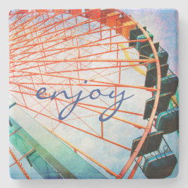 Posavasos De Piedra Rueda de la fortuna del carnaval colorida disfruta