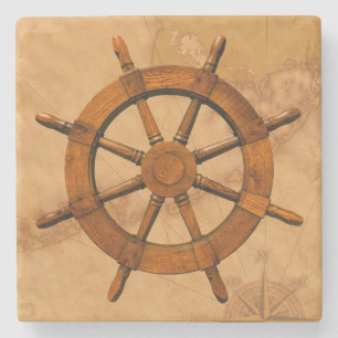 Posavasos De Piedra Rueda de la nave del vintage
