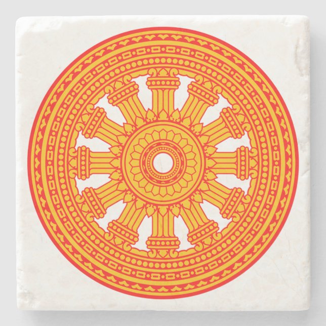 Posavasos De Piedra Rueda roja de Dharma (arte budista) (Anverso)