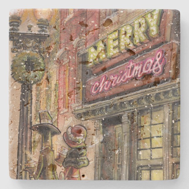 Posavasos De Piedra Ruidosa Romántica Paseo por Ciudad (Anverso)