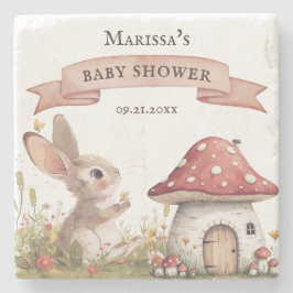 Posavasos De Piedra Rustic Bunny Baby Shower