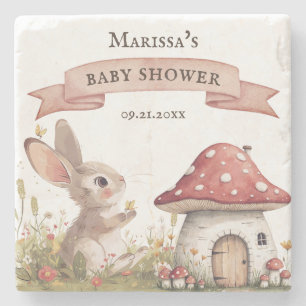 Posavasos De Piedra Rustic Bunny Baby Shower