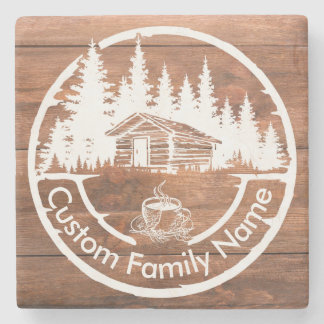Posavasos De Piedra Rustic Cottage Cabin Barn | Custom Family Name