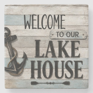 Posavasos De Piedra Rustic Lake House Anchor Nautical Coastal 
