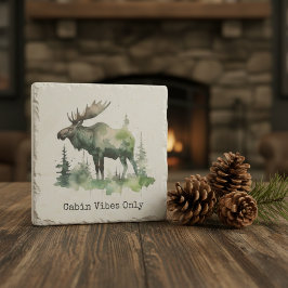 Posavasos De Piedra Rustic Watercolor Moose Art Forest Lodge Decor