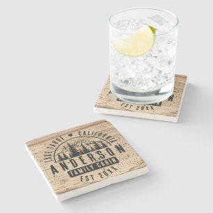 Posavasos De Piedra Rústica familia Cabina Mountain Lodge   Efecto mad