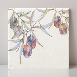 Posavasos De Piedra Rústica moderna Subdivisión de Olive de Acuarela