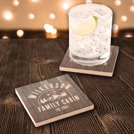 Posavasos De Piedra Rústico Nombre Familia Cabina Cabaña Lodge Lake Ho