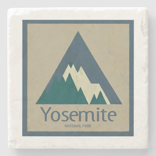 Posavasos De Piedra Rústico Parque Nacional Yosemite (Anverso)