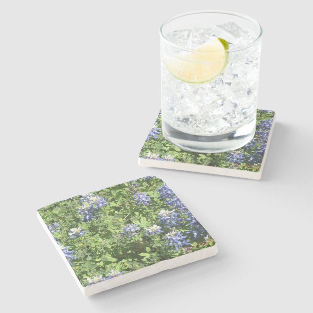 Posavasos de Piedra Rústicos con Bluebonnets (Lateral)